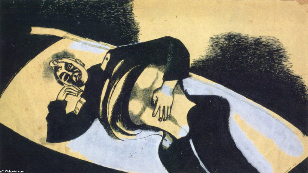 On The Stretcher (wounded Soldier) — Marc Chagall