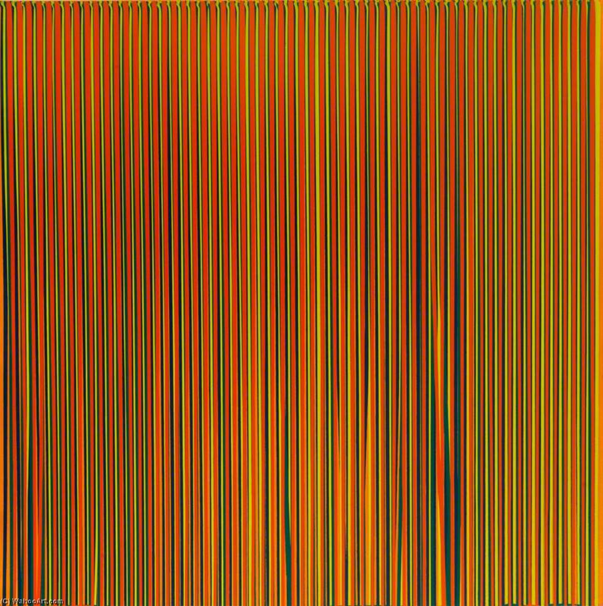 Poured Lines Light Orange, Blue, Yellow, Dark Green And Orange — Ian Davenport