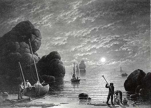Moonlight Coastal Scene, (painting) — Robert W. Salmon