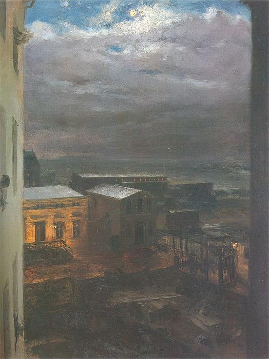 The Anhalter Railway Station By Moonlight — Adolph Von Menzel