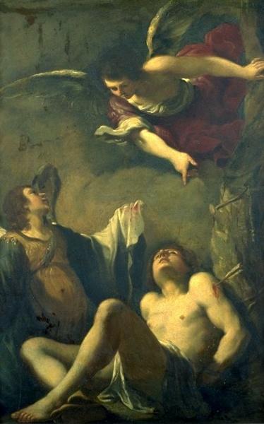 San Sebastiano Con Due Angeli — Guercino