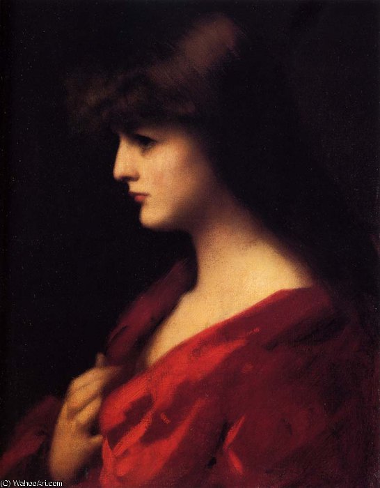 Study Of A Woman In Red — Jean-jacques Henner