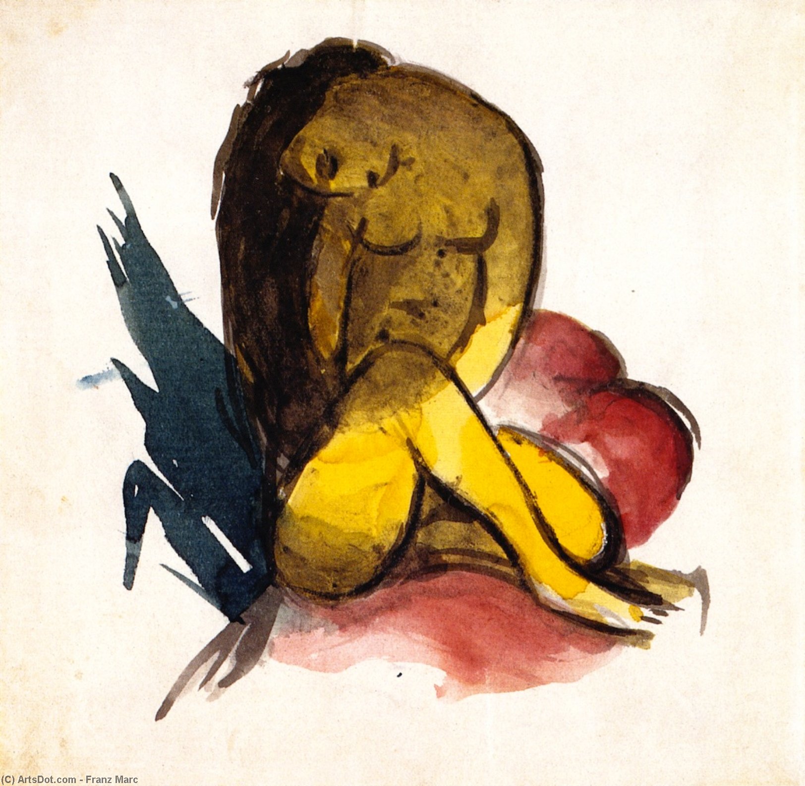 Yellow Female Nude Seated — Franz Marc