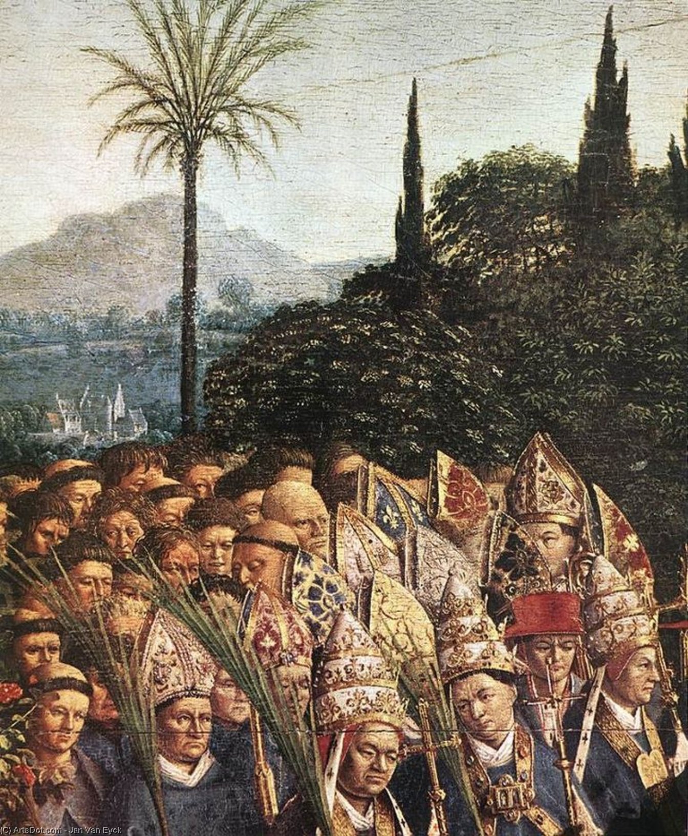 The Ghent Altarpiece Adoration Of The Lamb (detail Top Left - ) — Jan Van Eyck