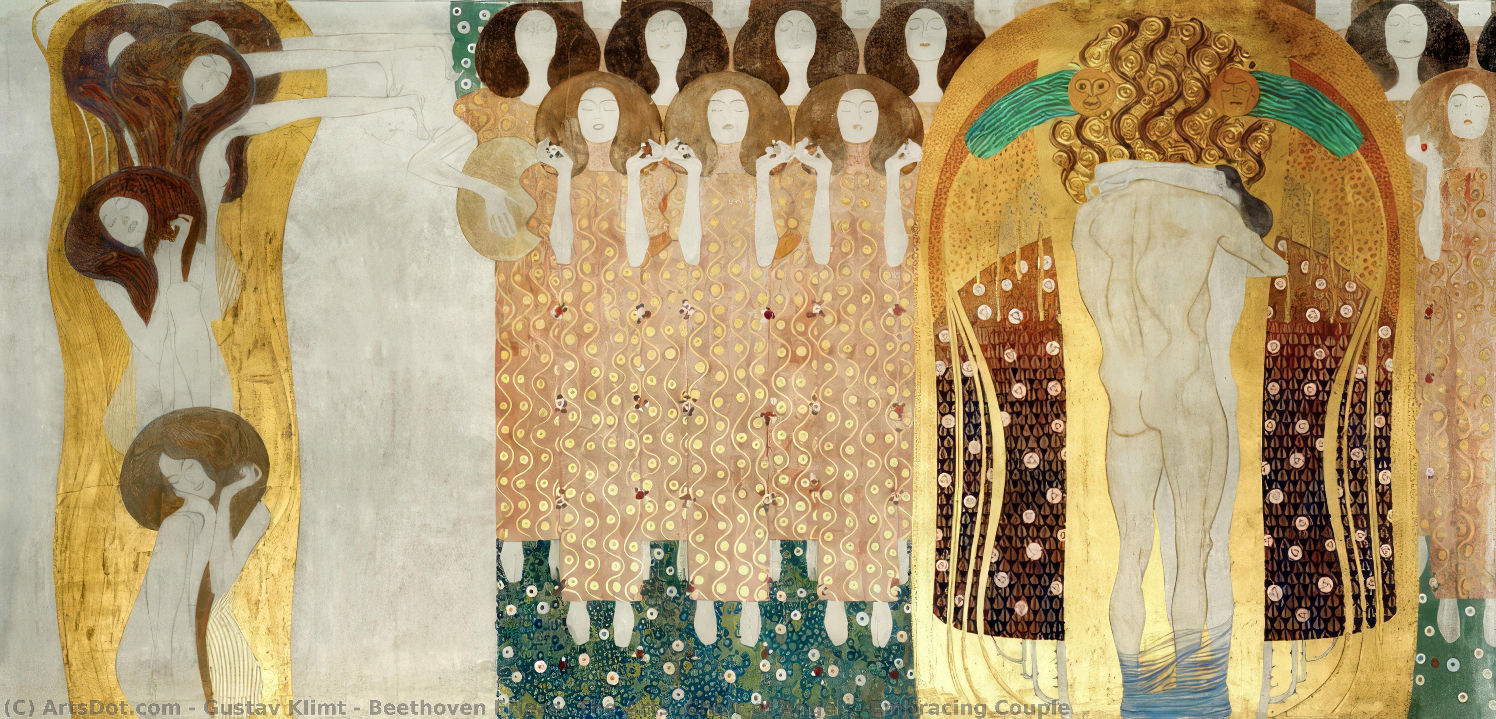 Beethoven Frieze; The Arts, Choir Of Angels, Embracing Couple — Gustav Klimt