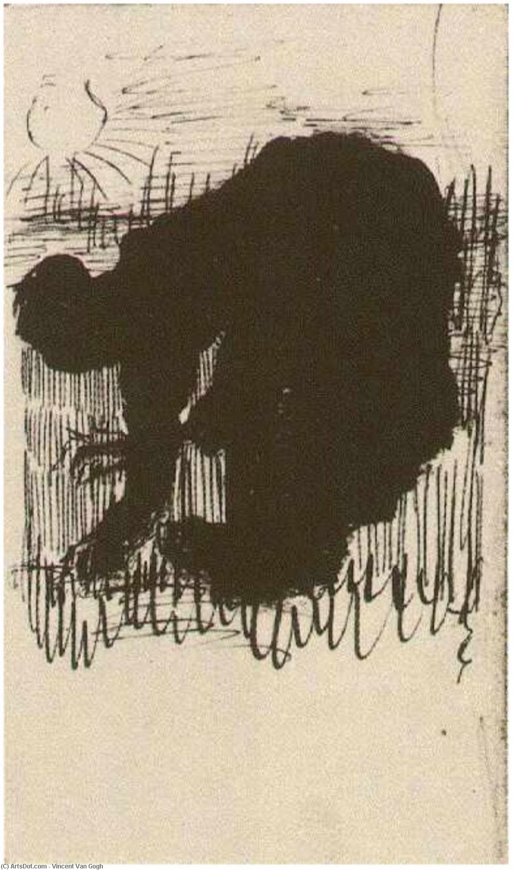 Silhouette Of A Peasant Woman Digging Carrots — Vincent Willem Van Gogh