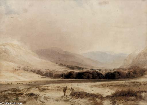 Figures Conversing In A Highland Landscape — Anthony Vandyke Copley Fielding