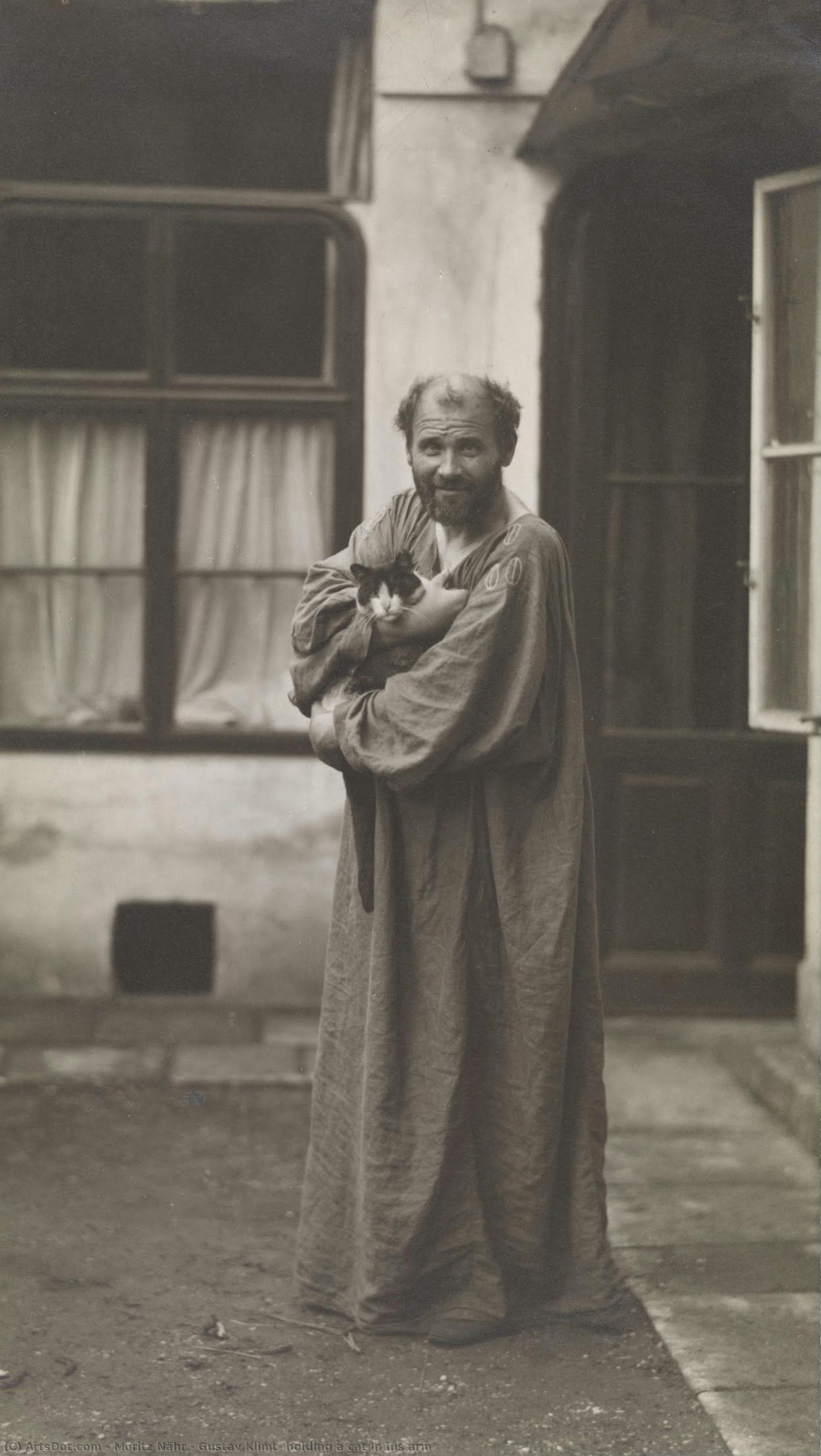Gustav Klimt, Holding A Cat In His Arm — Moritz Nähr