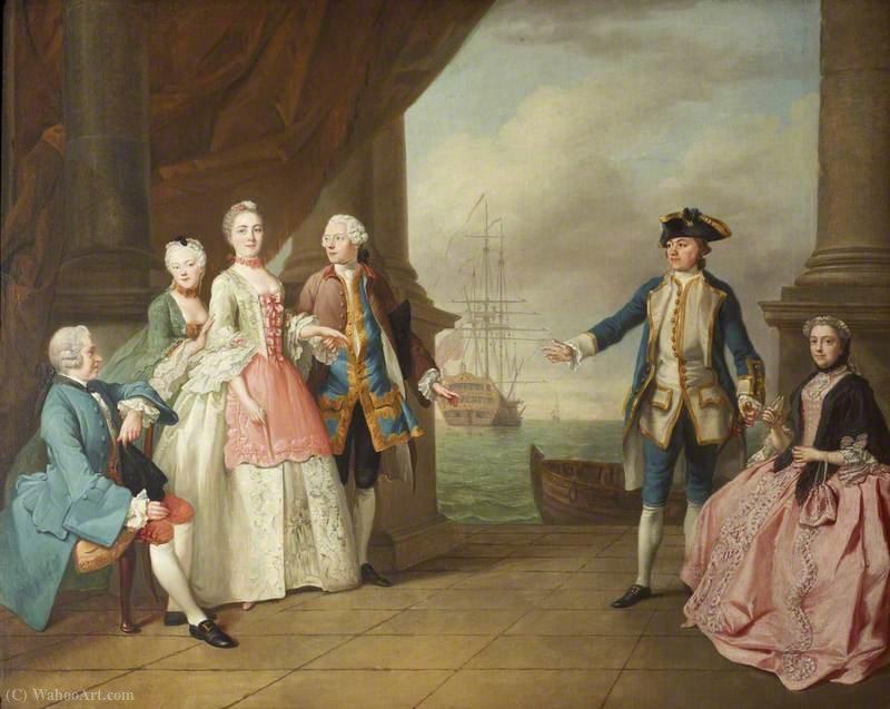The Honourable Mrs Constantine Phipps Being Led To Greet Her Brother, Captain The Honourable Augustus Hervey, 3rd Earl Of Bristol — Jean-étienne Liotard