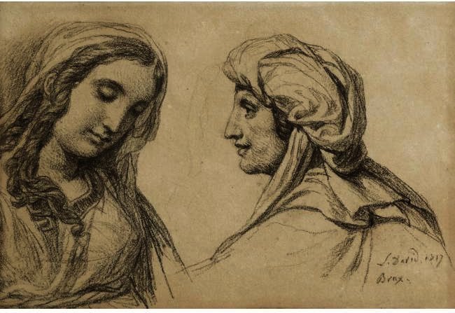 Studies Of Two Women — Jacques-louis David