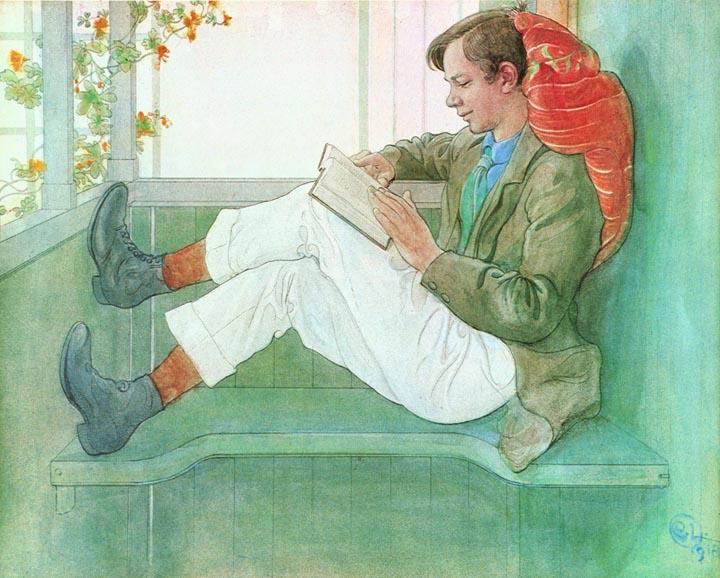 Esbjörn Reading On The Veranda — Carl Larsson
