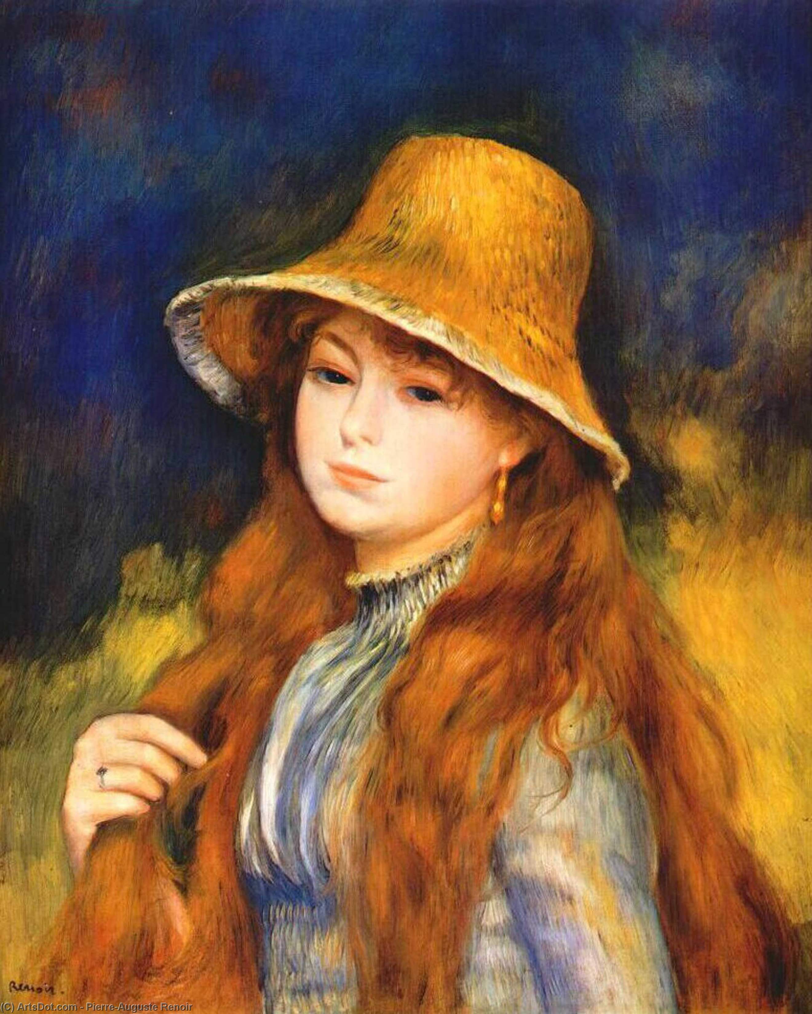 Girl With A Straw Hat — Pierre-auguste Renoir