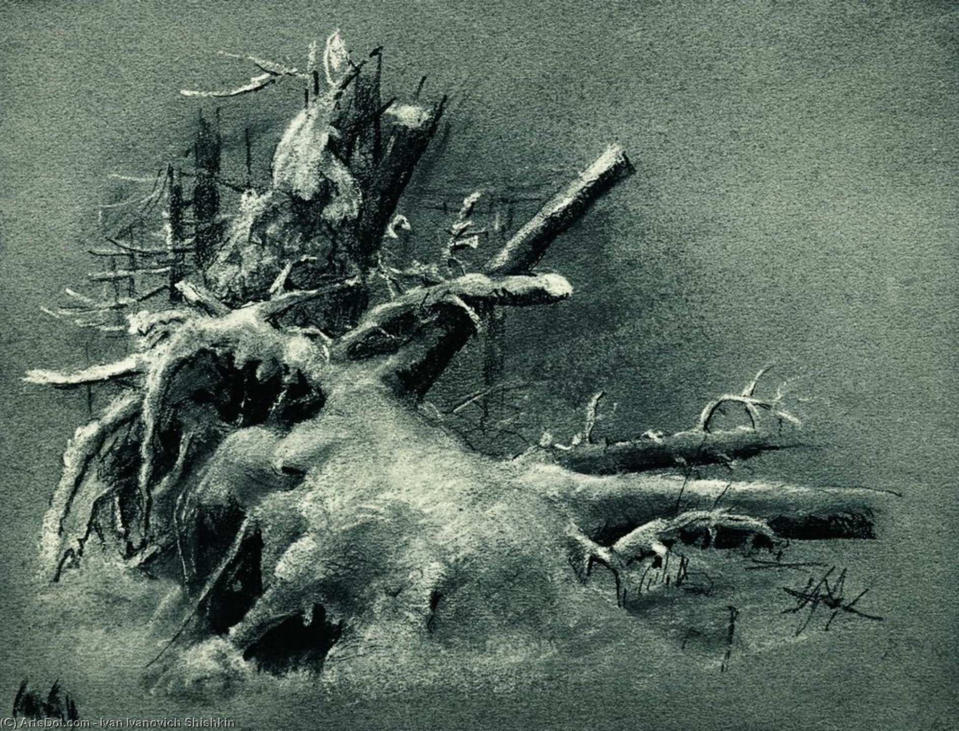 Uprooted Stumps Under The Snow — Ivan Ivanovich Shishkin