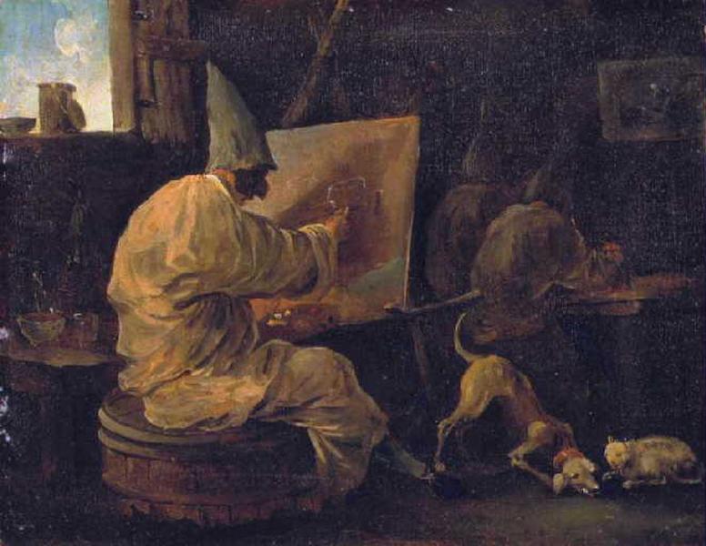 Les Polichinelles Peintres — Hubert Robert