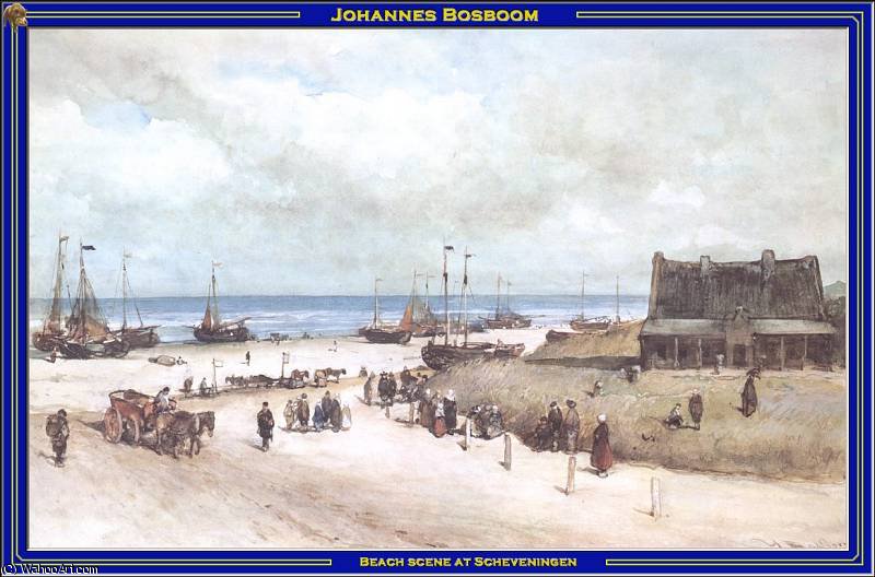 Beach Scene At Scheveningen — Johannes Bosboom