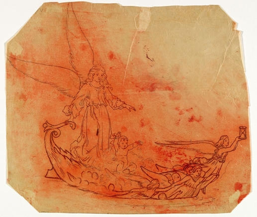 Tracing Of Figure Study For The Voyage Of Life Childhood — Thomas Cole