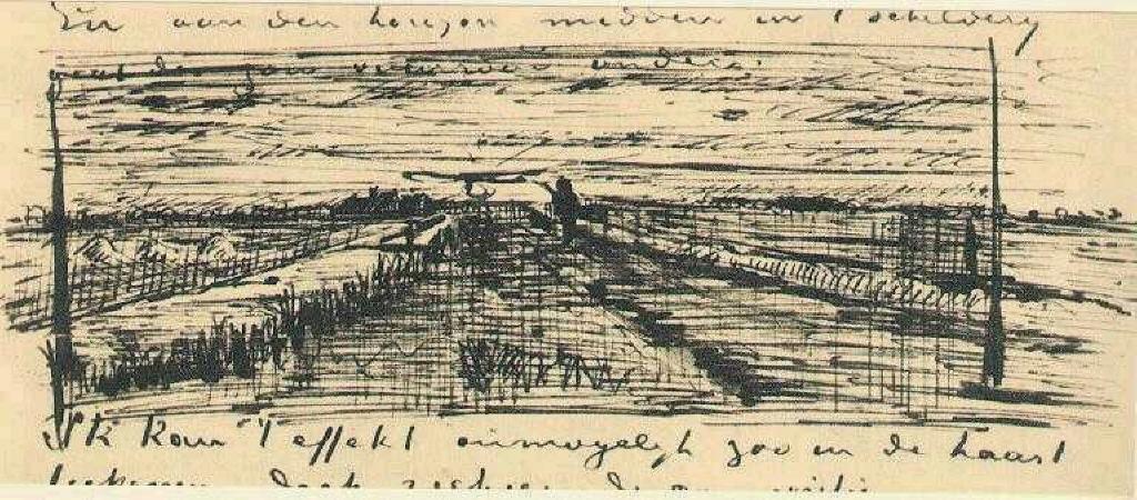 Sunset Over A Meadow — Vincent Willem Van Gogh