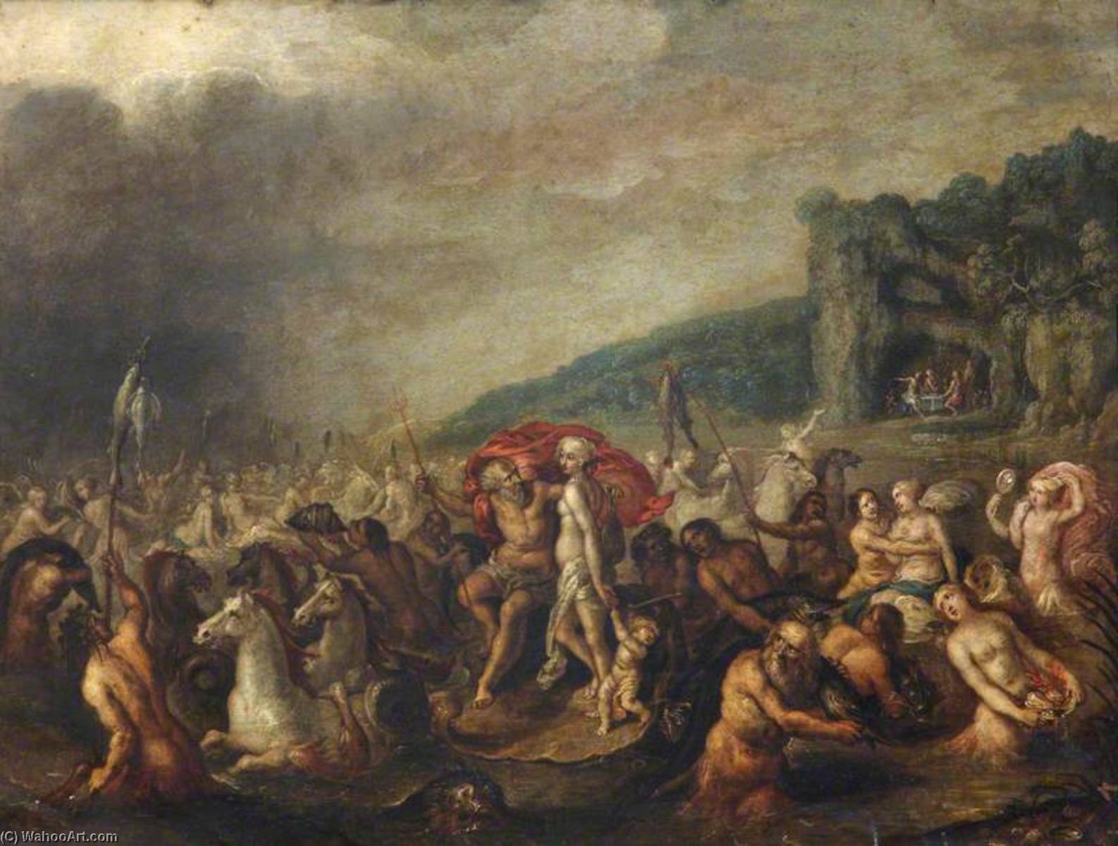 The Triumph Of Neptune And Amphitrite, With Figures Feasting In A Distant Cave — Frans Iii Francken