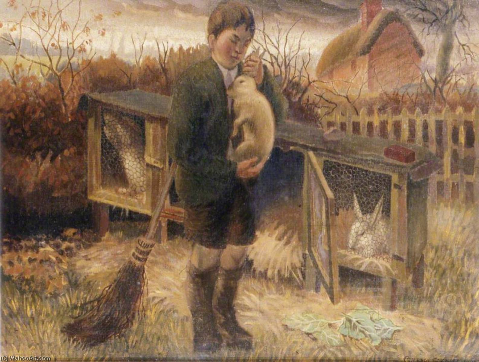 Boy Holding A Rabbit — Gilbert Spencer