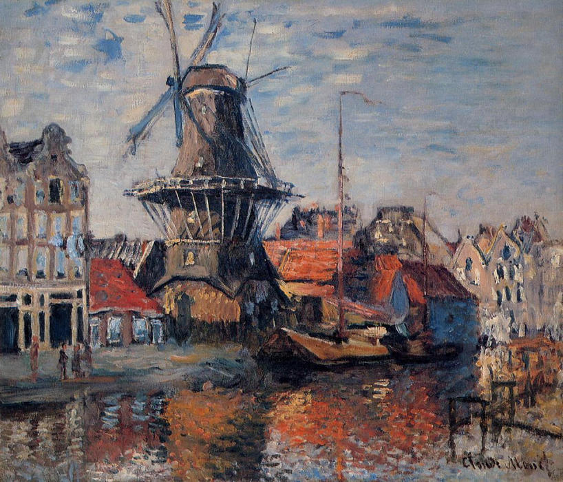 Windmill On The Onbekende Canal, Amsterdam — Claude Monet