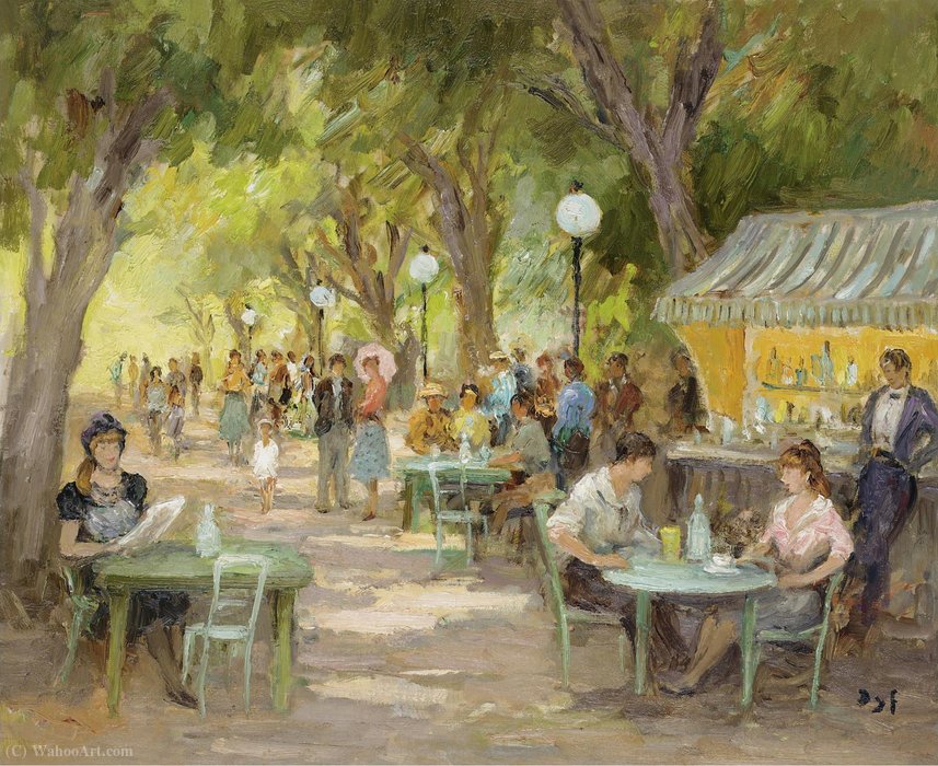 The Cafe At Champs Elysees — Marcel Dyf