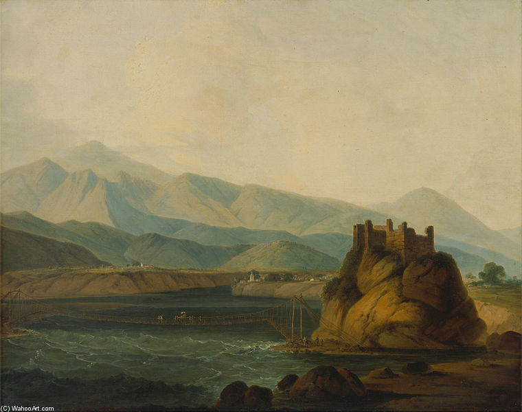 The Rope Bridge At Serinagur — Thomas And William Daniell