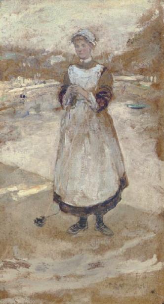 A Housemaid Before A Road — Jean-françois Raffaelli