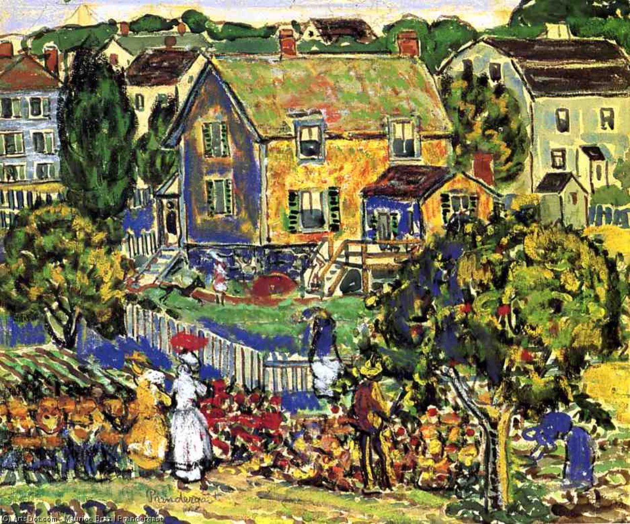 New England Village — Maurice Brazil Prendergast