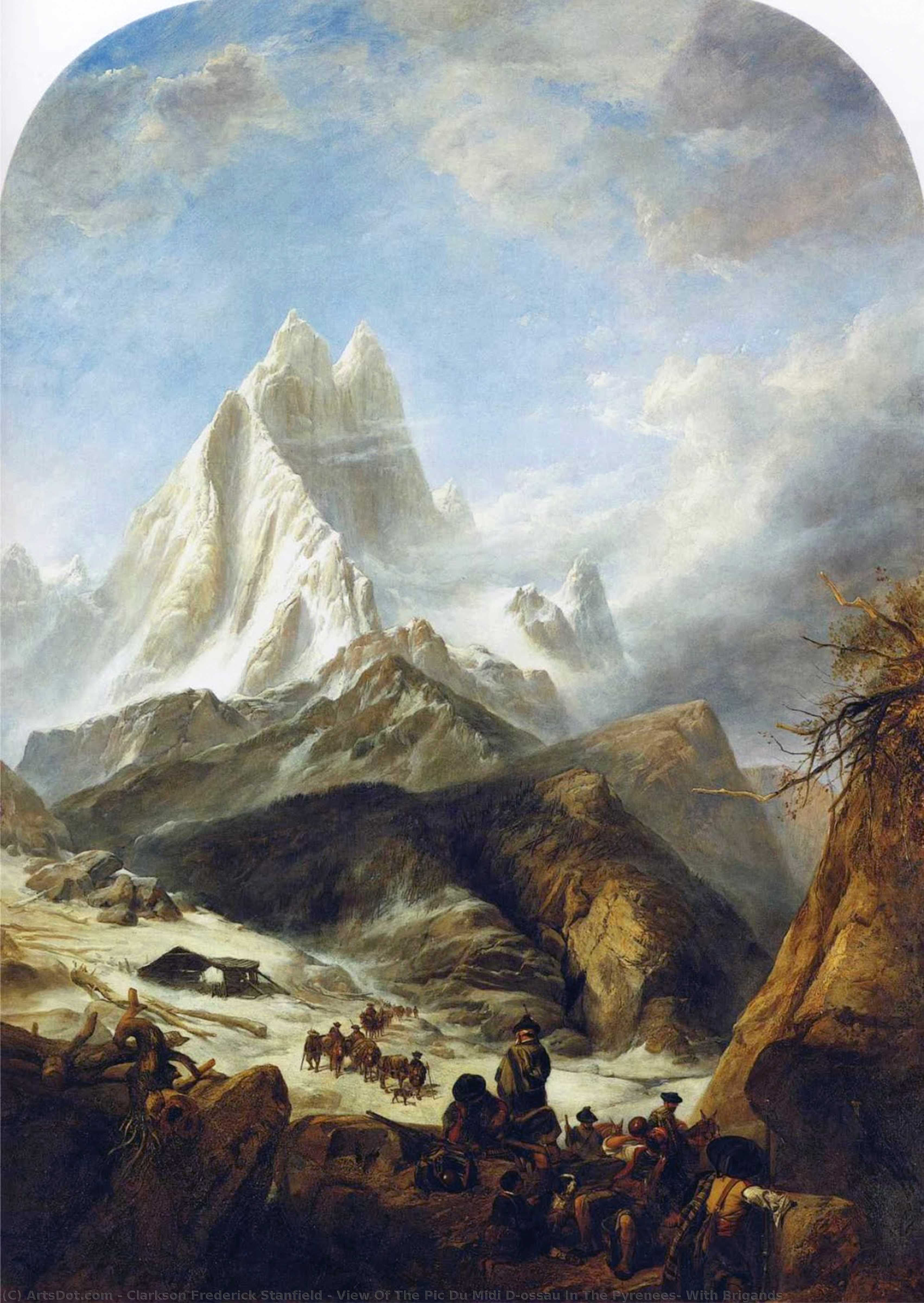 View Of The Pic Du Midi D'ossau In The Pyrenees, With Brigands — Clarkson Frederick Stanfield