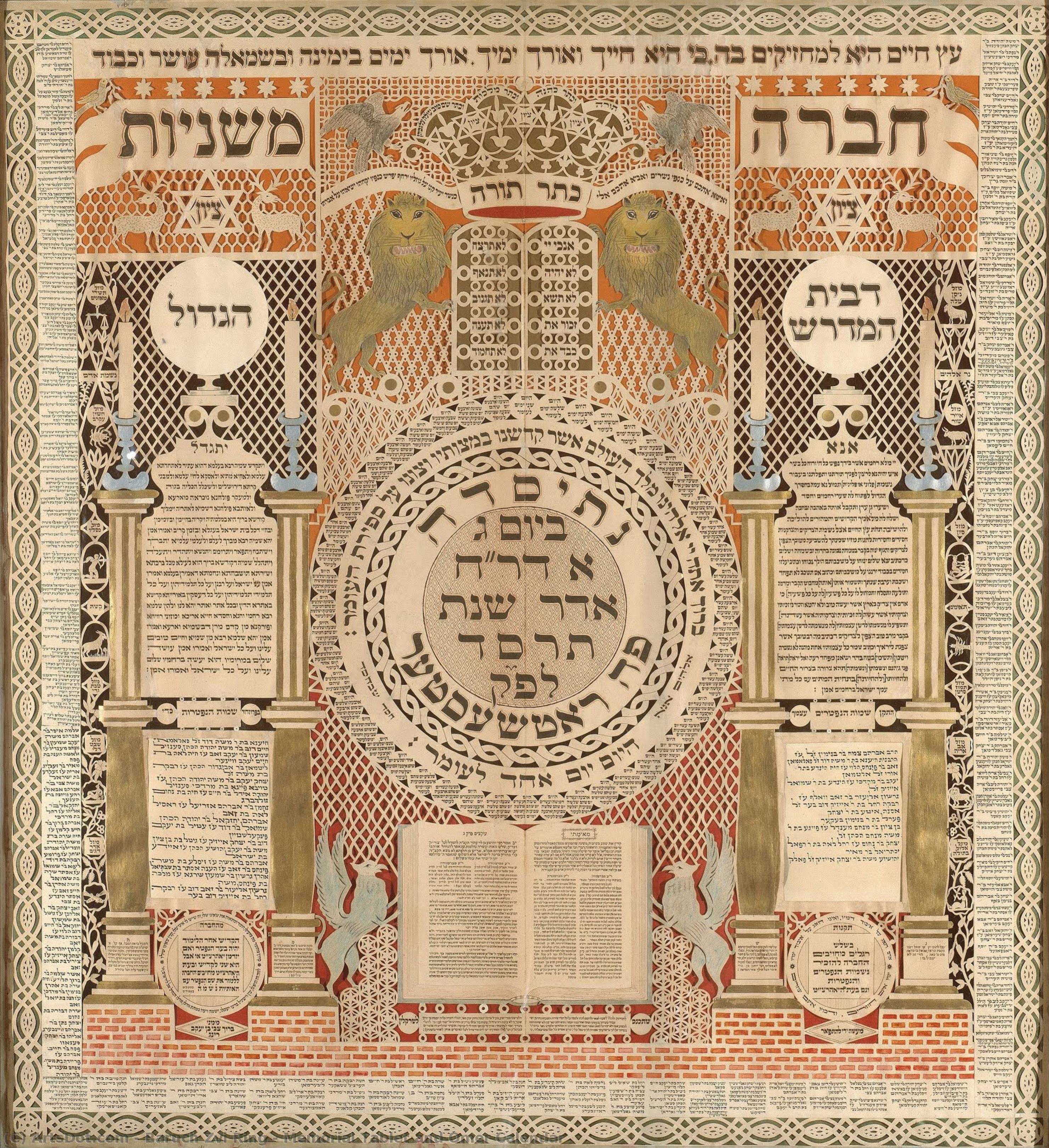Memorial Tablet And Omer Calendar — Baruch Zvi Ring