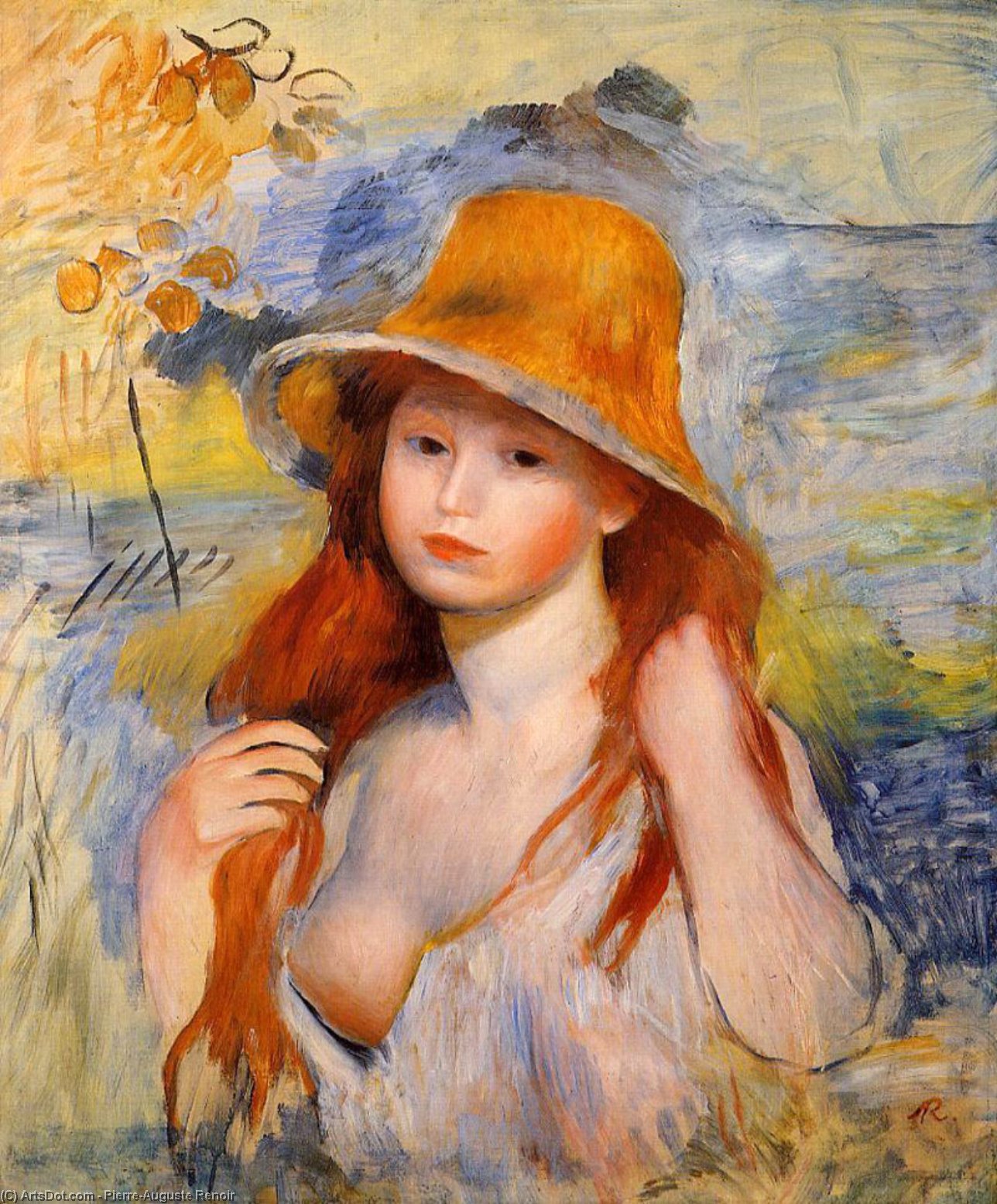 Young Woman In A Straw Hat — Pierre-auguste Renoir