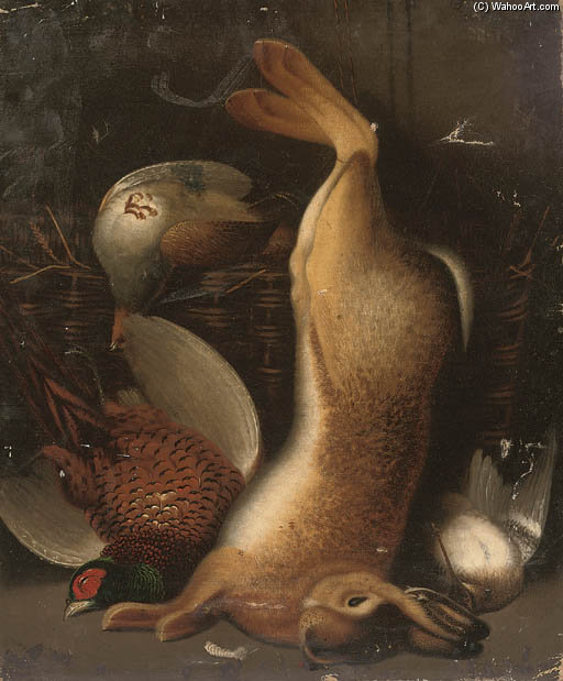 A Hare, Cock Pheasant And Woodcock, With A Partridge In A Basket — Benjamin Blake