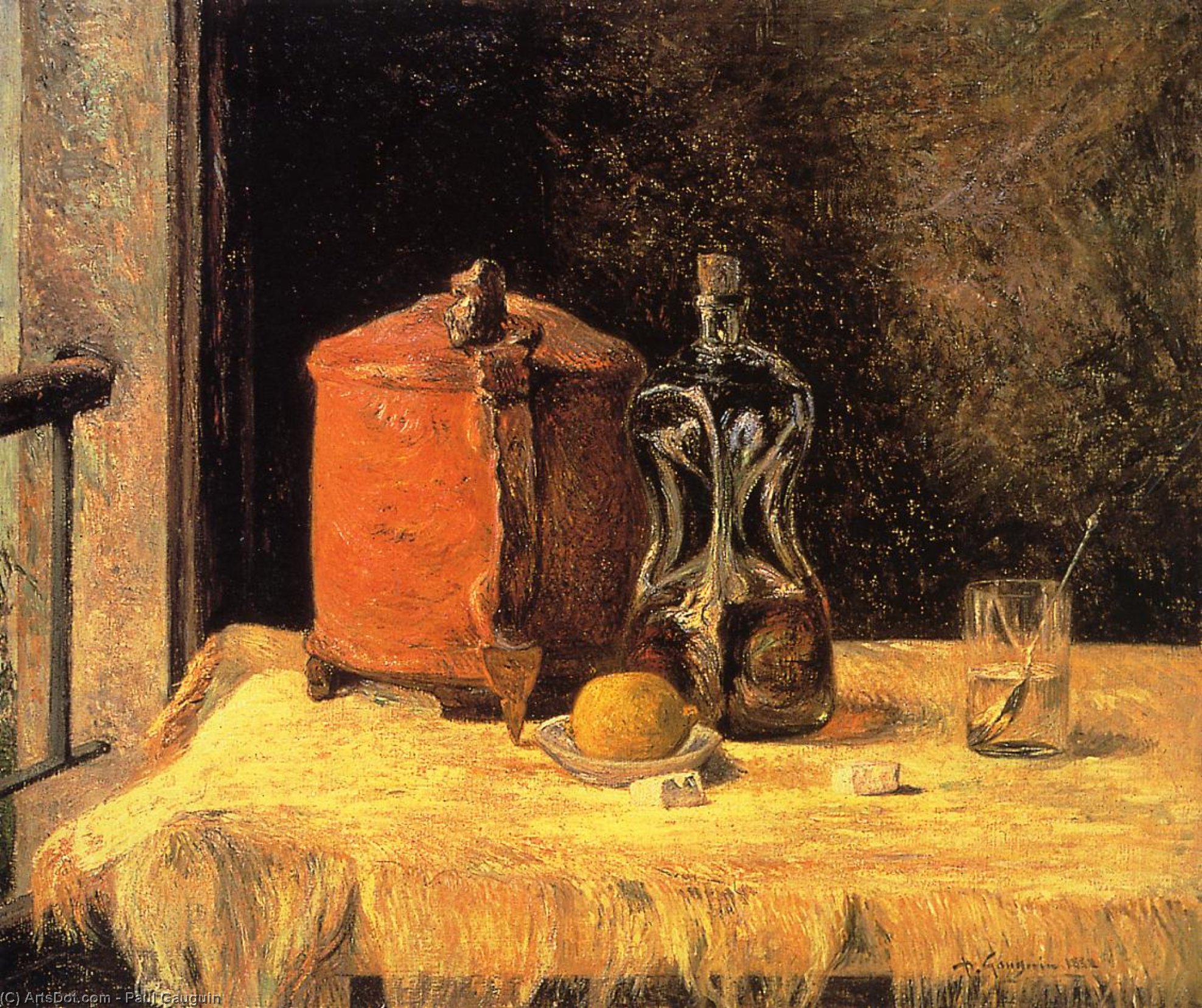 Still Life With Mig And Carafe — Eugène Henri Paul Gauguin