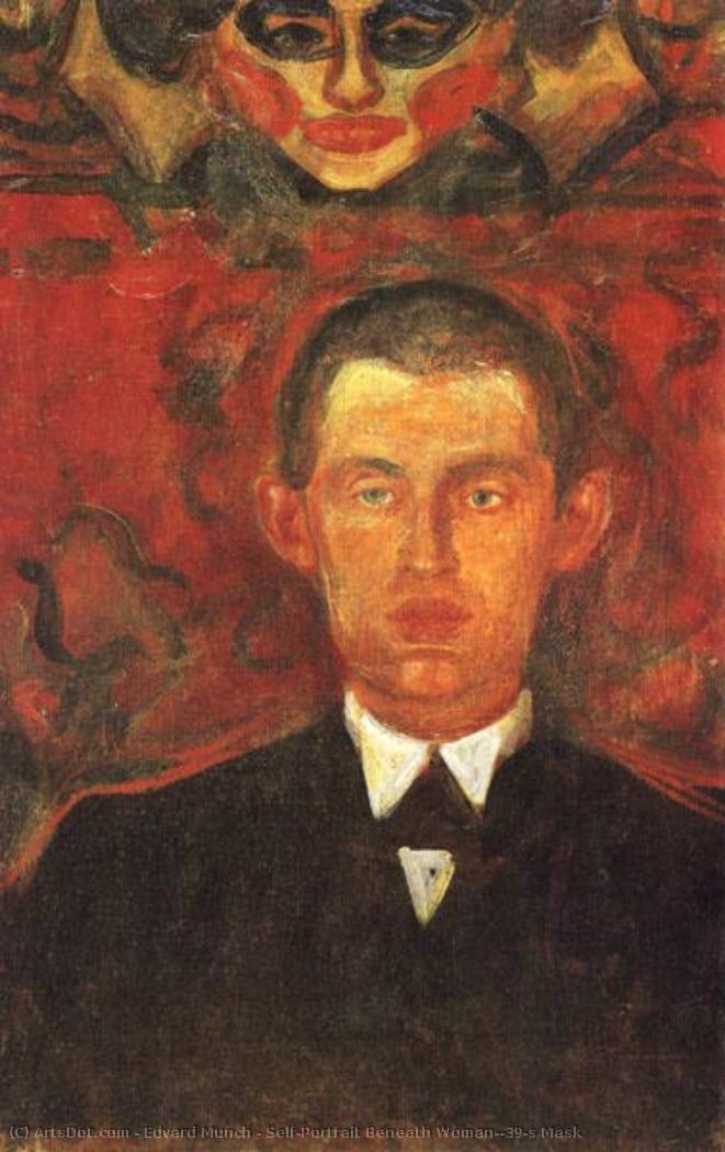 Self-portrait Beneath Woman's Mask — Edvard Munch