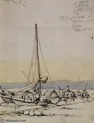 Tanka Boats On The Shore, — George Chinnery