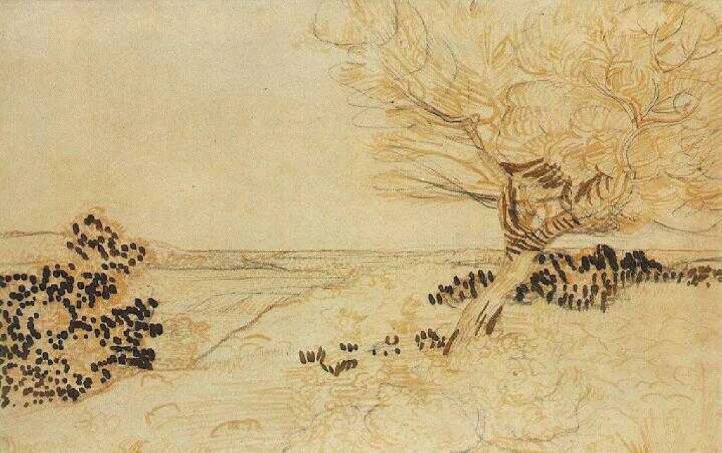 Landscape With A Tree In The Foreground — Vincent Willem Van Gogh