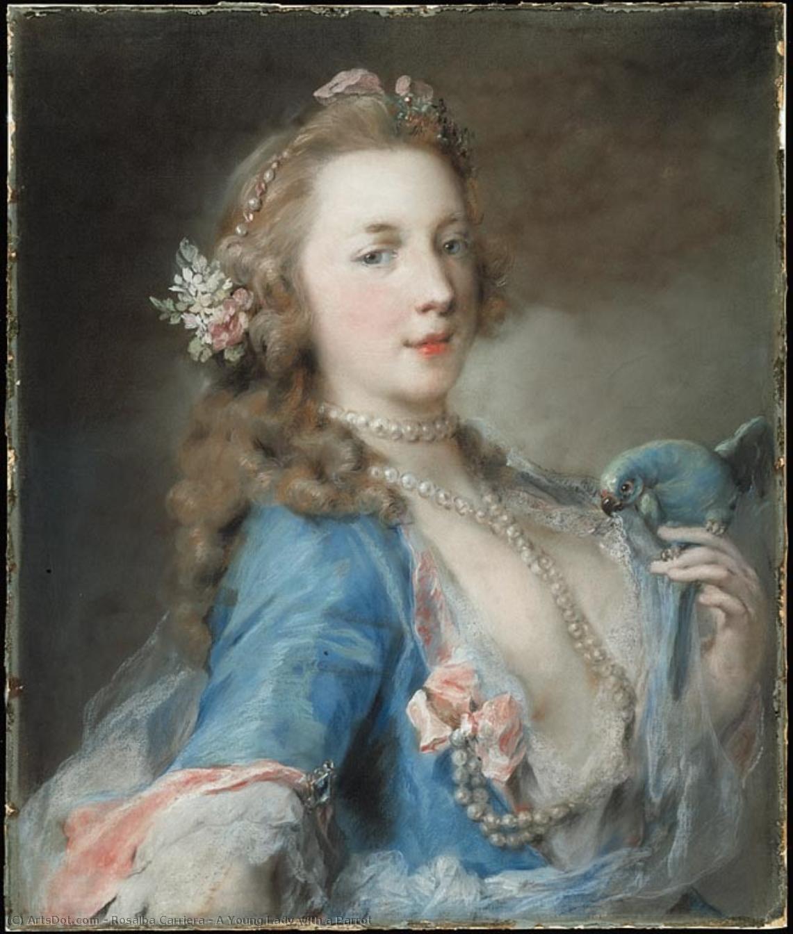 A Young Lady With A Parrot — Rosalba Carriera