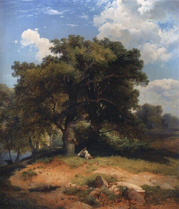 Landscape With Oak Trees And Shepherd — Aleksey Savrasov