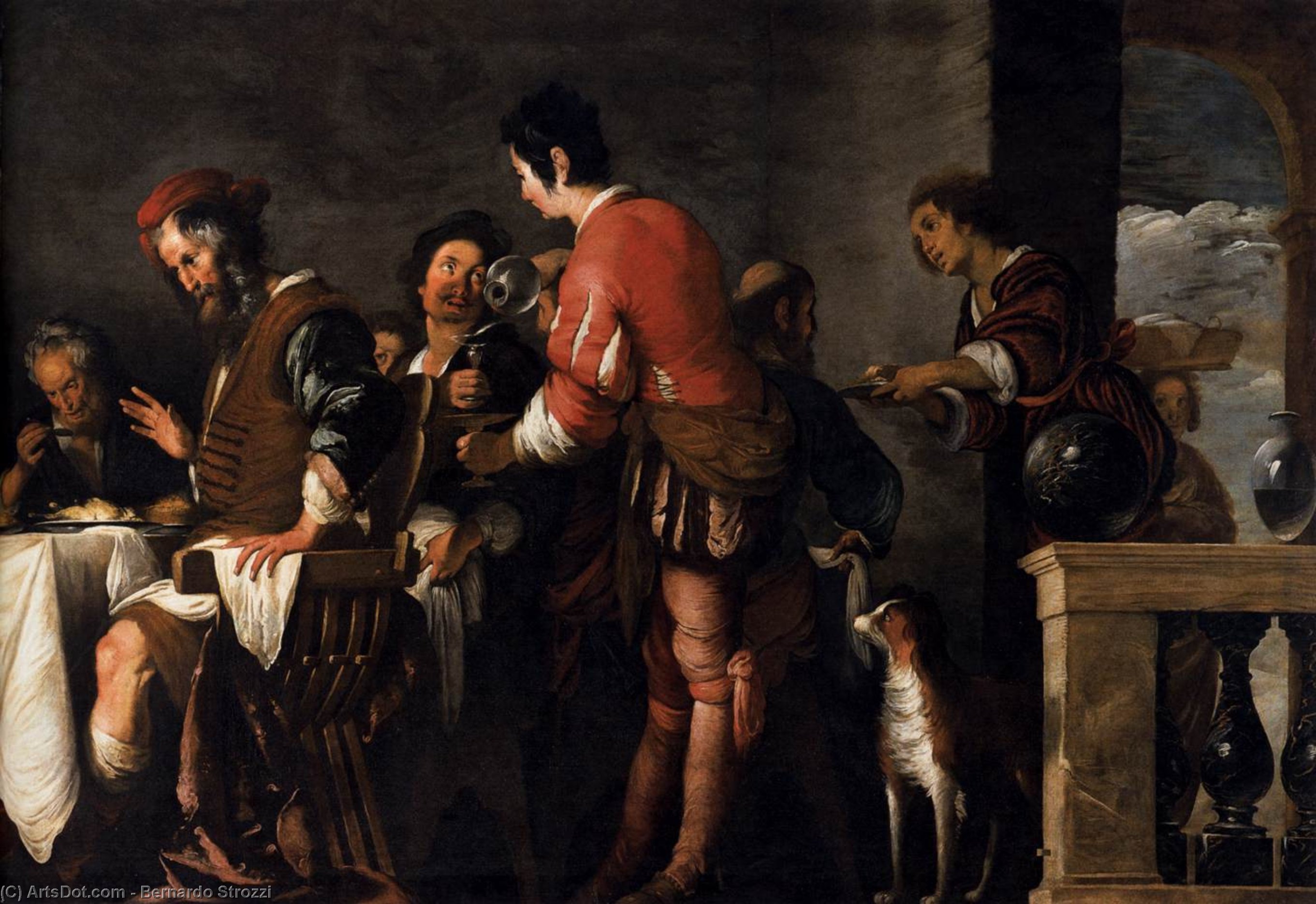 Banquet At The House Of Simon (detail) — Bernardo Strozzi
