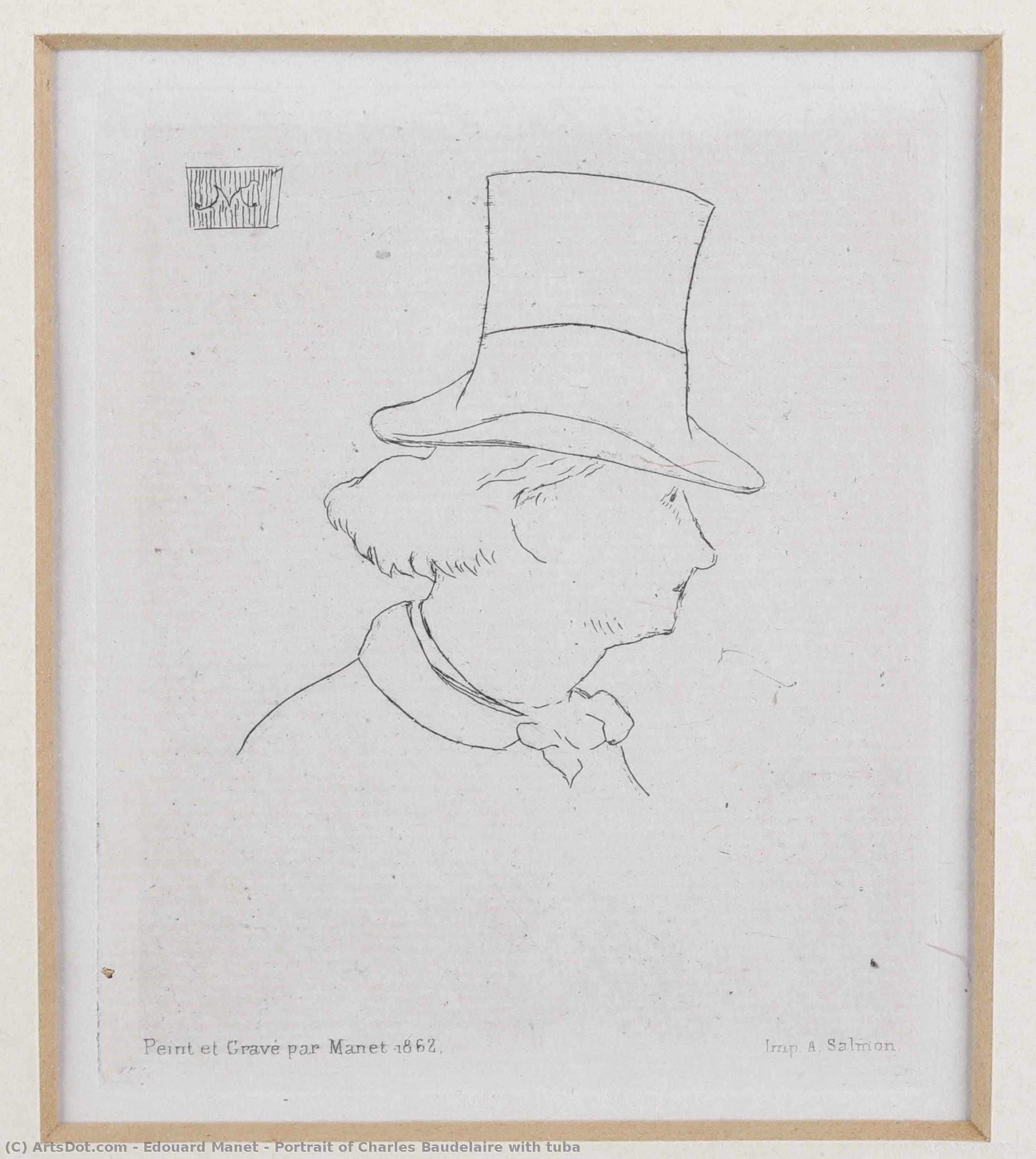 Portrait Of Charles Baudelaire With Tuba — Édouard Manet
