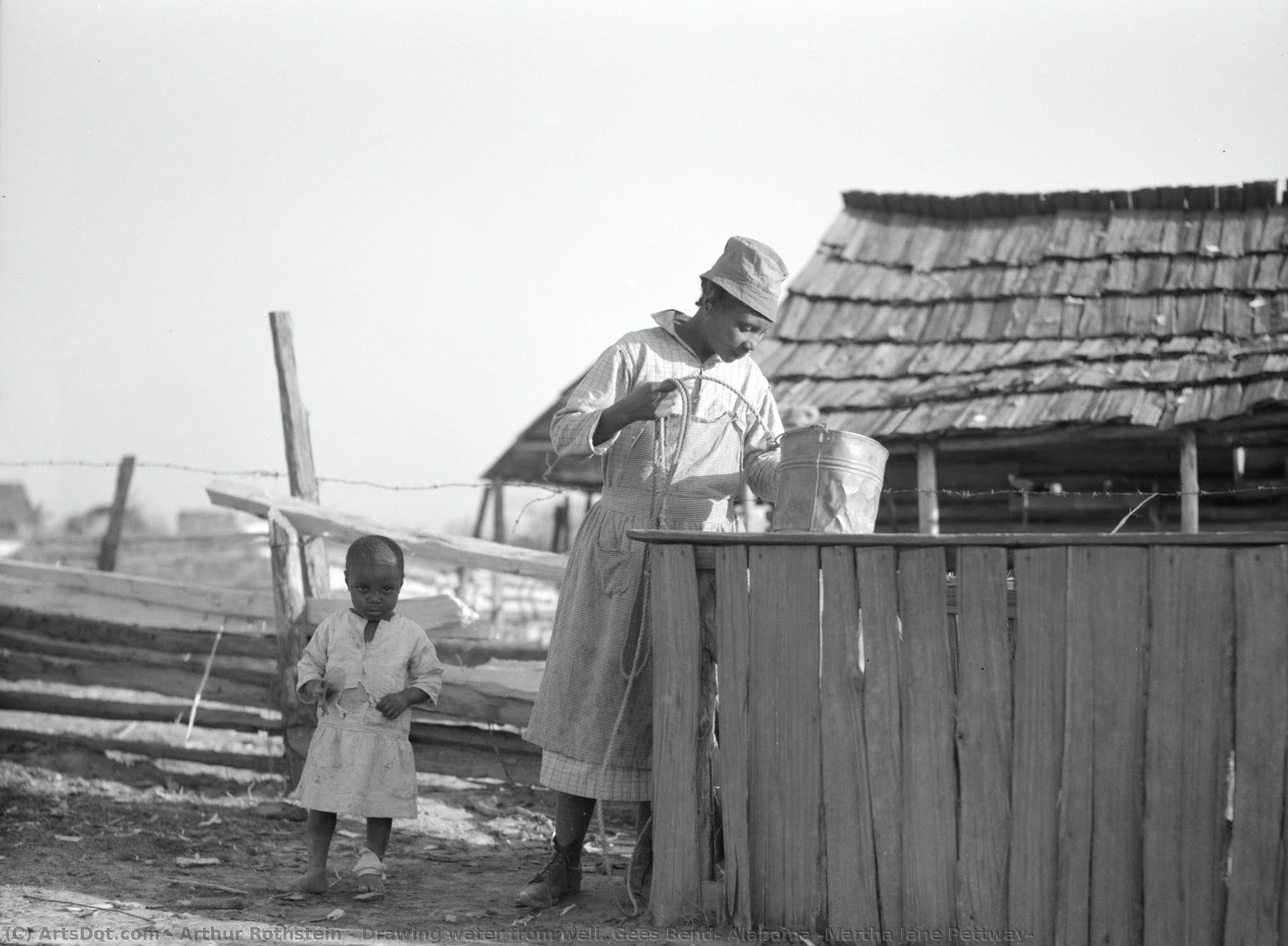 Drawing Water From Well. Gees Bend, Alabama [martha Jane Pettway] — Arthur Rothstein