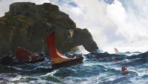 Boats Passing The Durdle Door, Dorset — Edwin Ellis