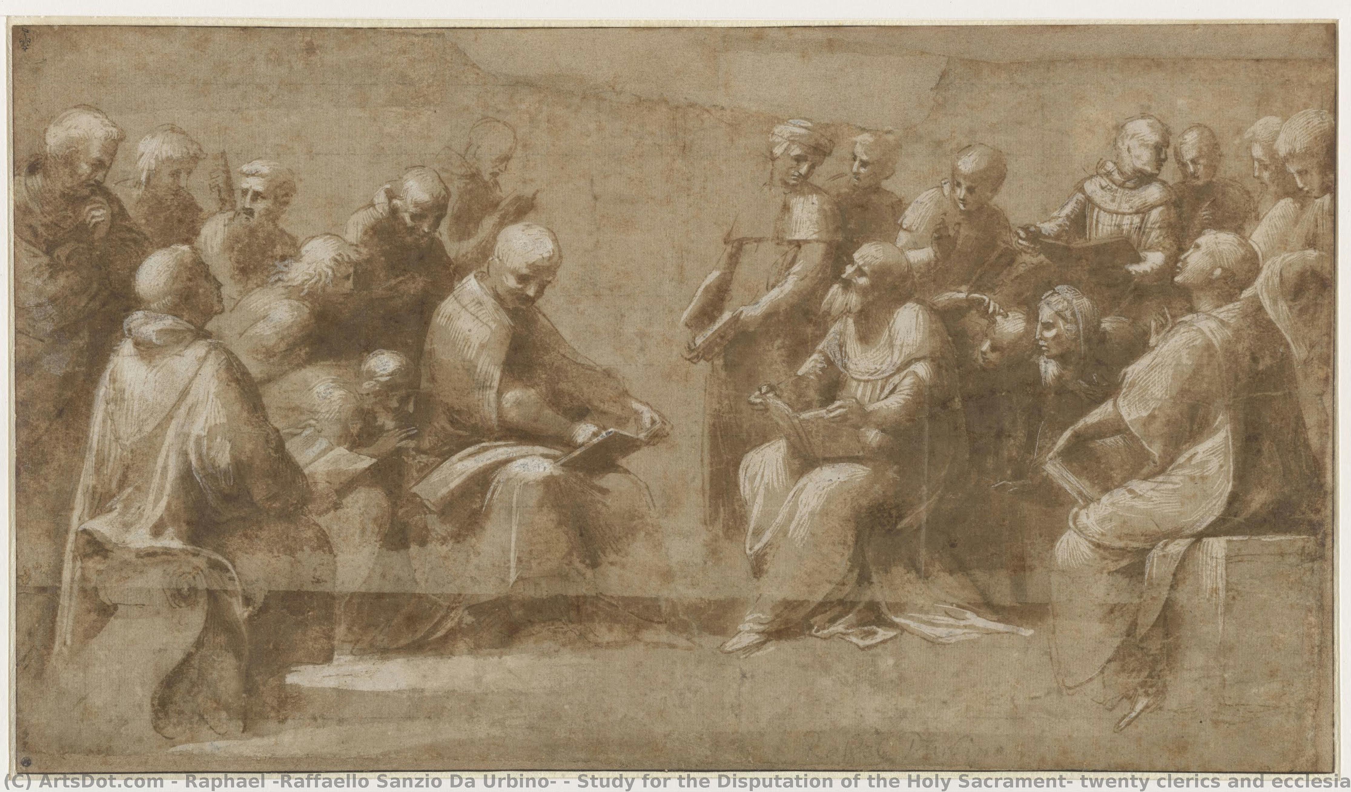 Study For The Disputation Of The Holy Sacrament: Twenty Clerics And Ecclesiastics Discussing — Raphael