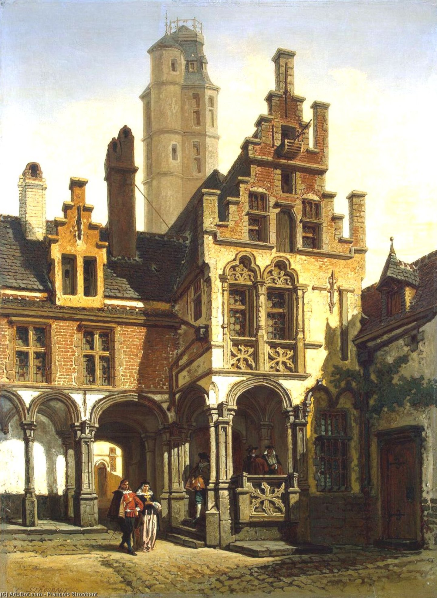 Courtyard Of The Palace Of Marguerite Of Austria In Malines — François Stroobant