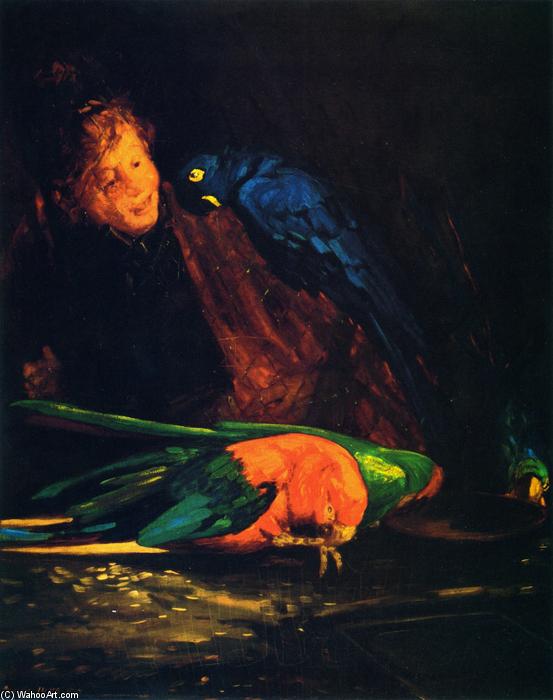 Woman And Macaws — George Benjamin Luks