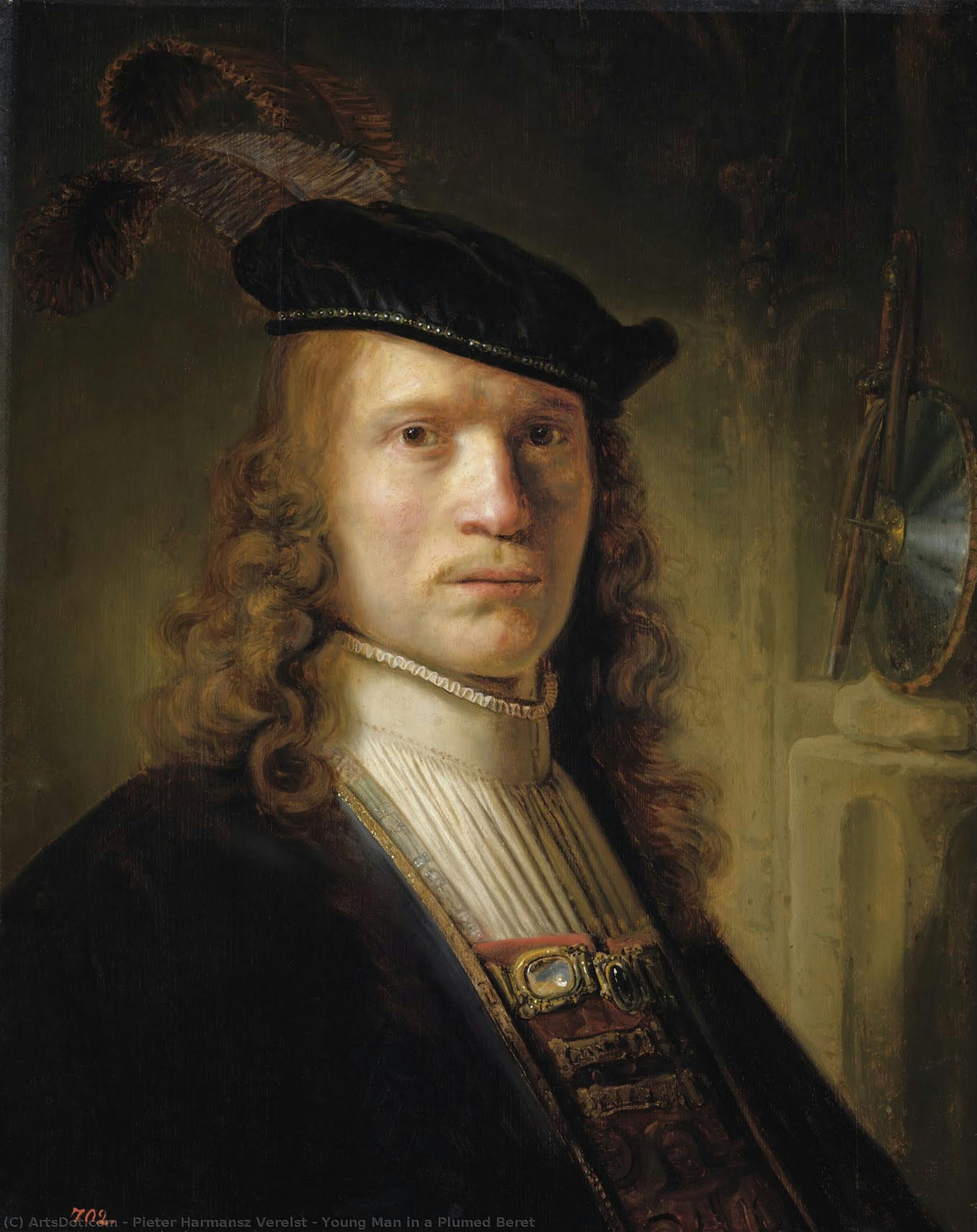 Young Man In A Plumed Beret — Pieter Harmansz Verelst
