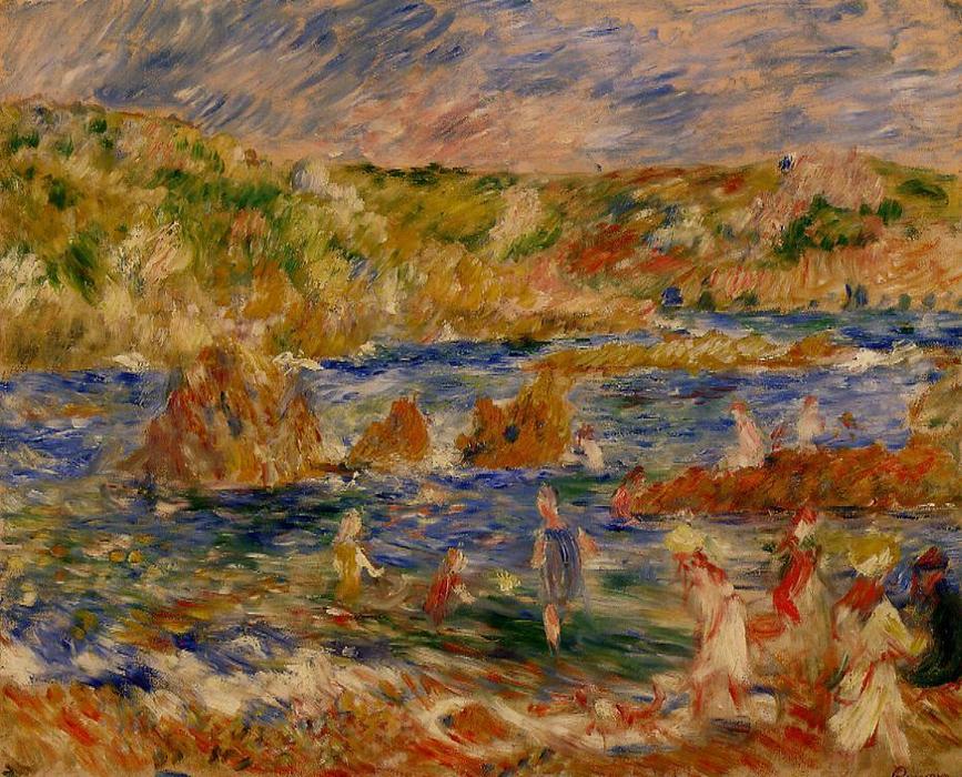 Children On The Beach At Guernsey — Pierre-auguste Renoir