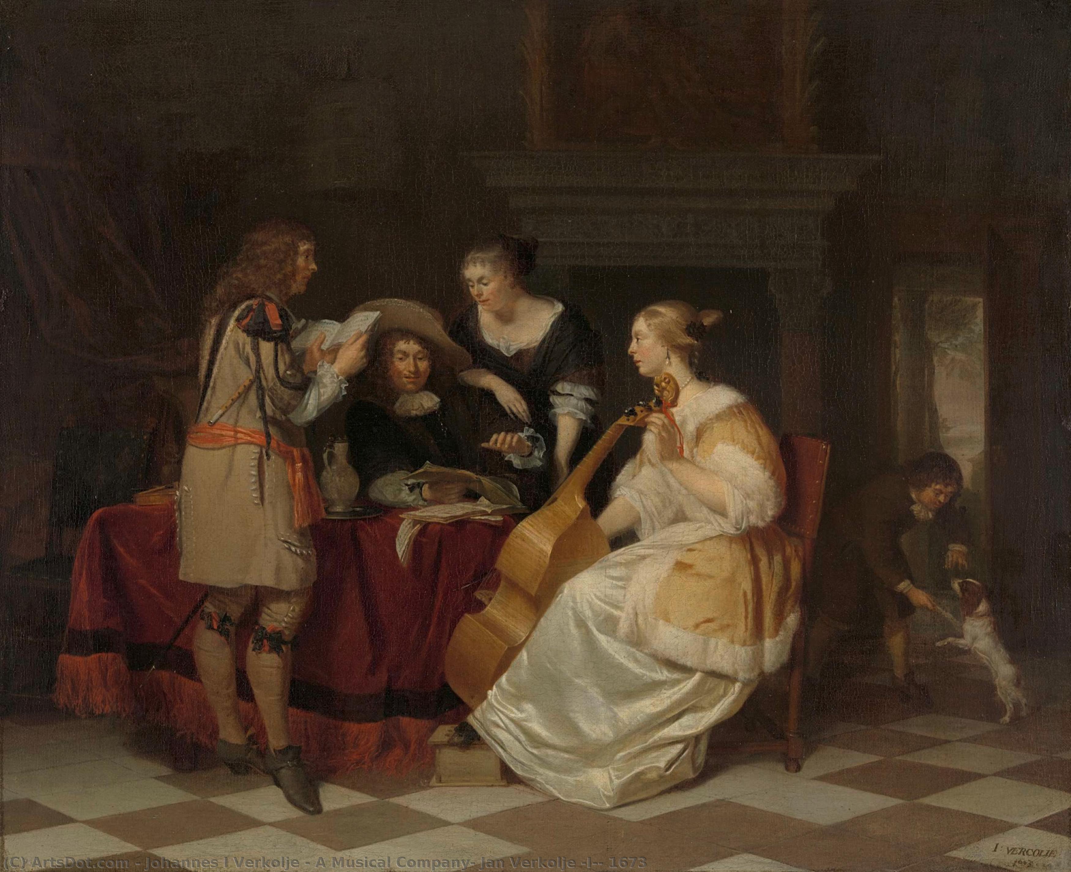 A Musical Company, Jan Verkolje (i), 1673 — Johannes I Verkolje