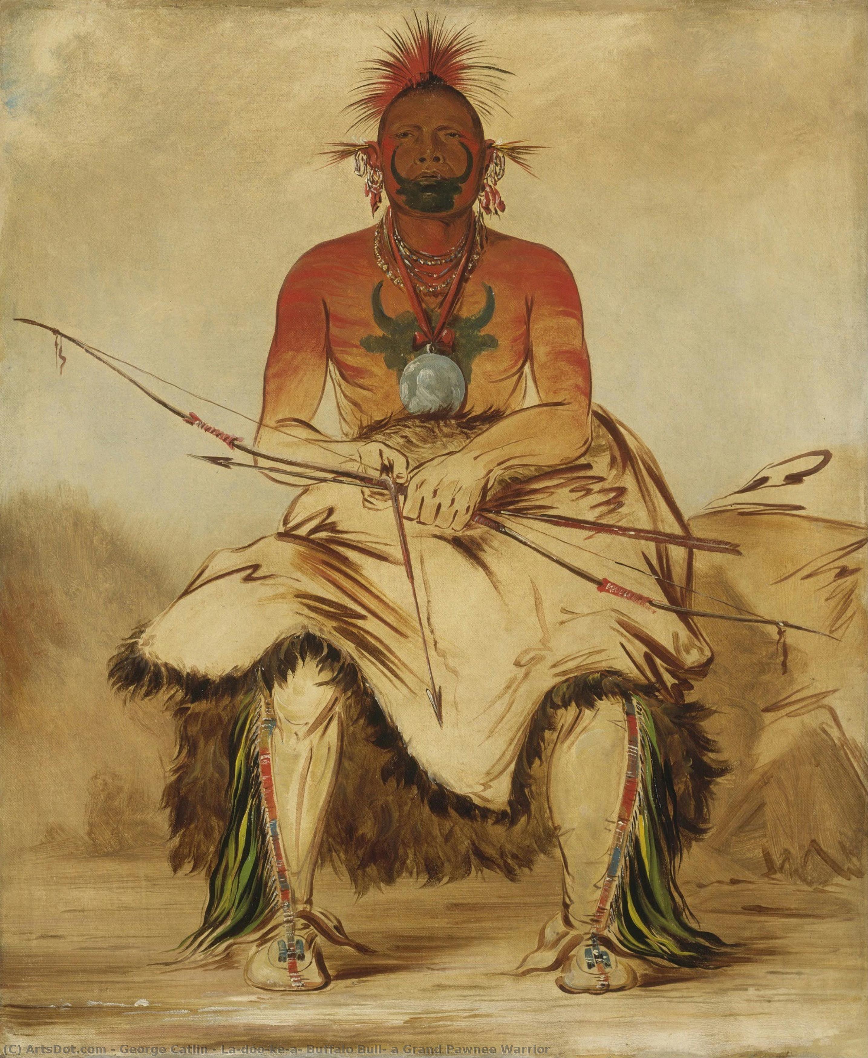 La-dóo-ke-a, Buffalo Bull, A Grand Pawnee Warrior — George Catlin