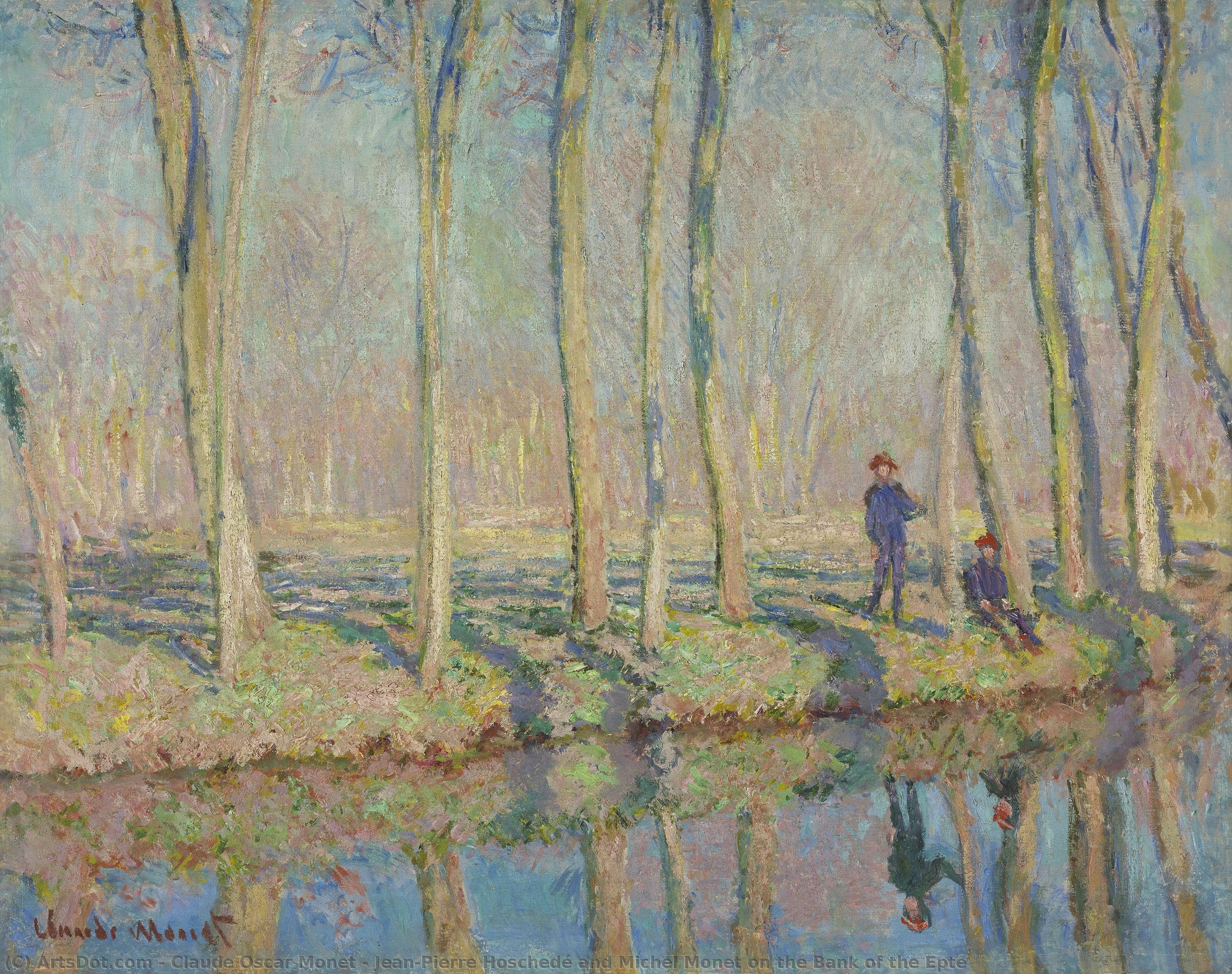 Jean-pierre Hoschedé And Michel Monet On The Bank Of The Epte — Claude Monet